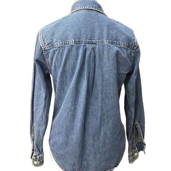 Warner bros looney tunes tweety bird denim y2k pocket button down shirt small - Picture 7 of 11